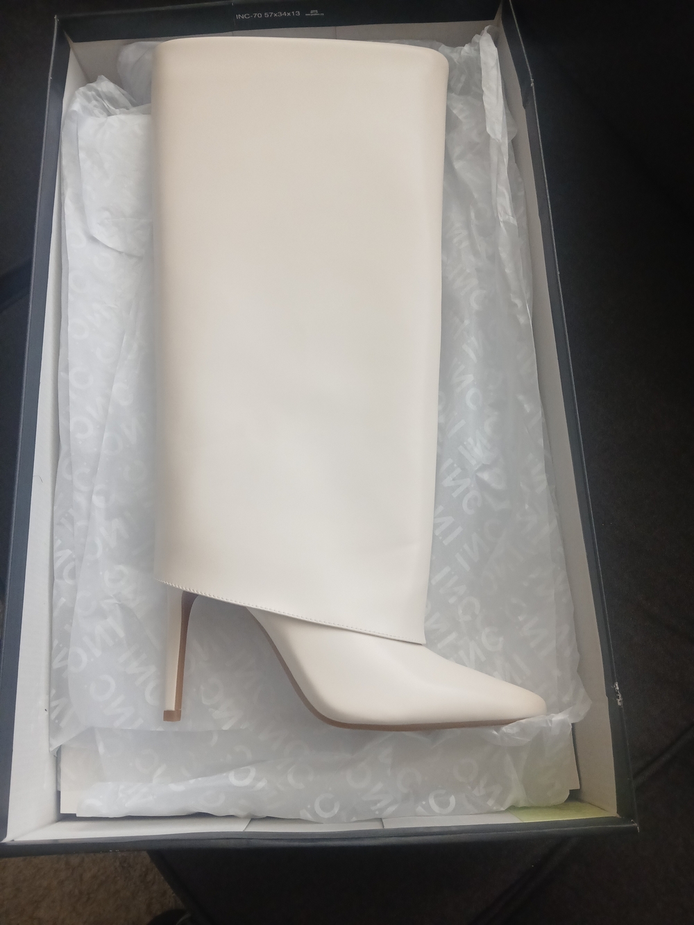 INC International Concepts Cream Pointed Toe Knee-High Stiletto Boot